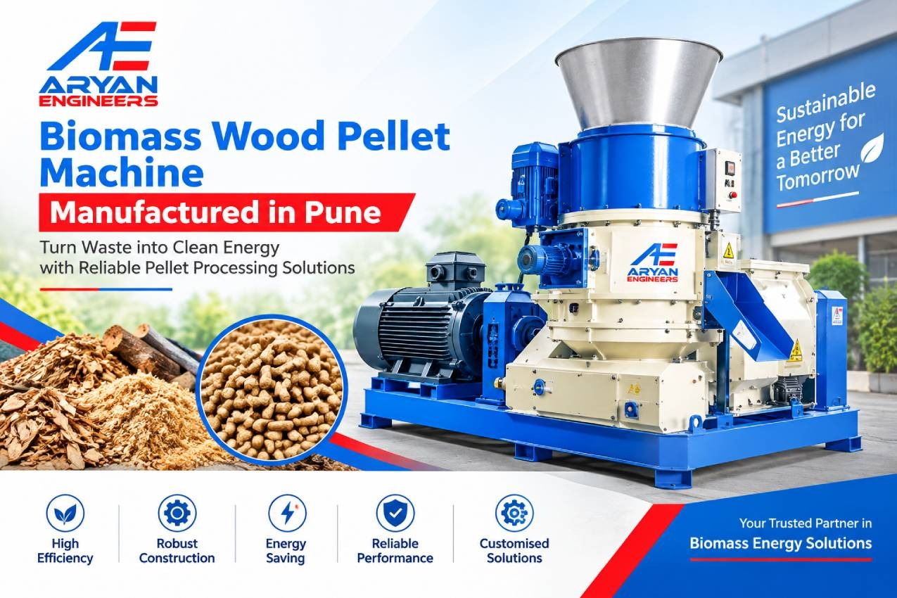 Biomass wood pellet machine manufactured in Pune